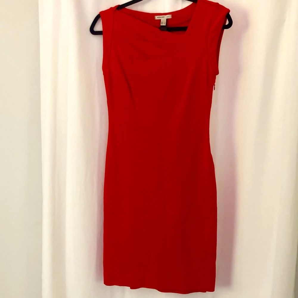✨3 for $50✨ Mango Suit Dress Sleeveless Bodycon Midi, Red / Coral, XS
